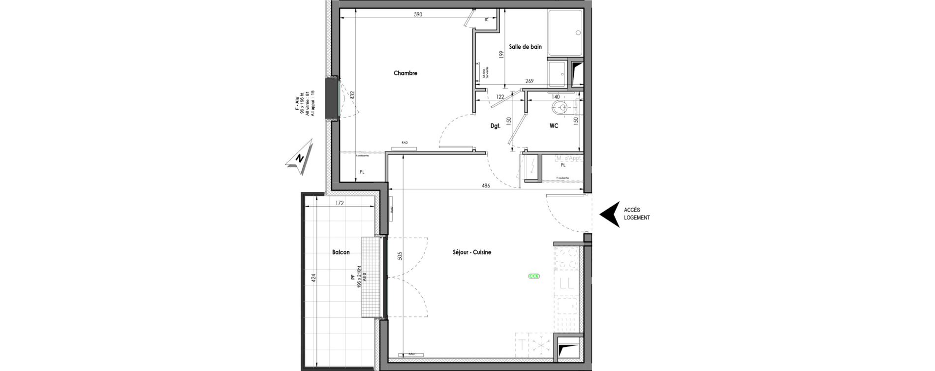 Appartement T2 de 44,94 m2 &agrave; Clermont-Ferrand R&eacute;publique
