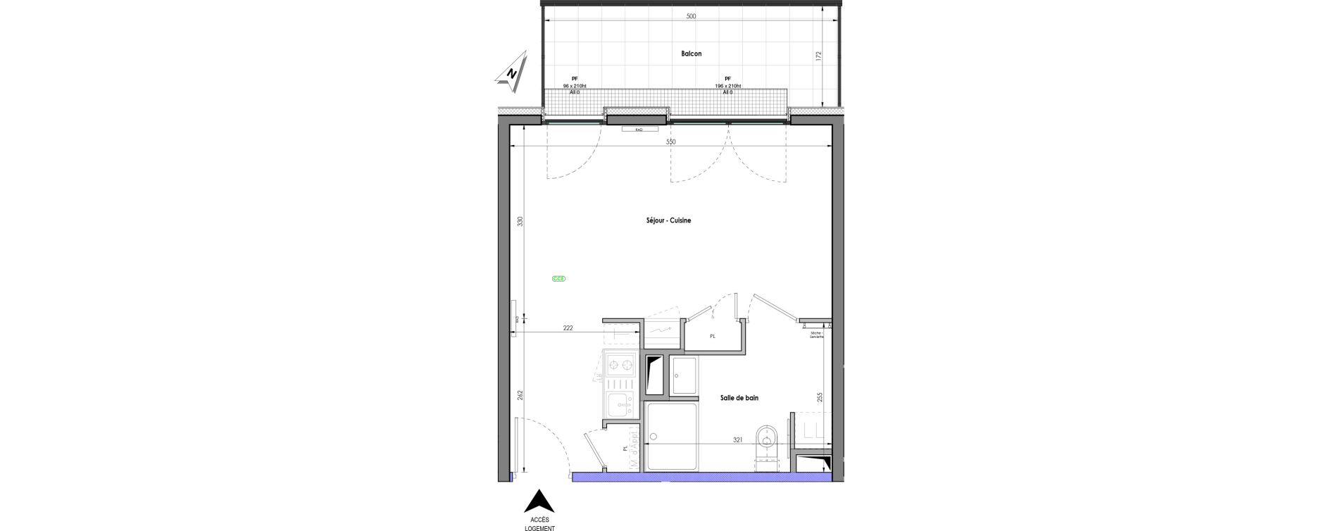 Appartement T1 de 30,95 m2 &agrave; Clermont-Ferrand R&eacute;publique