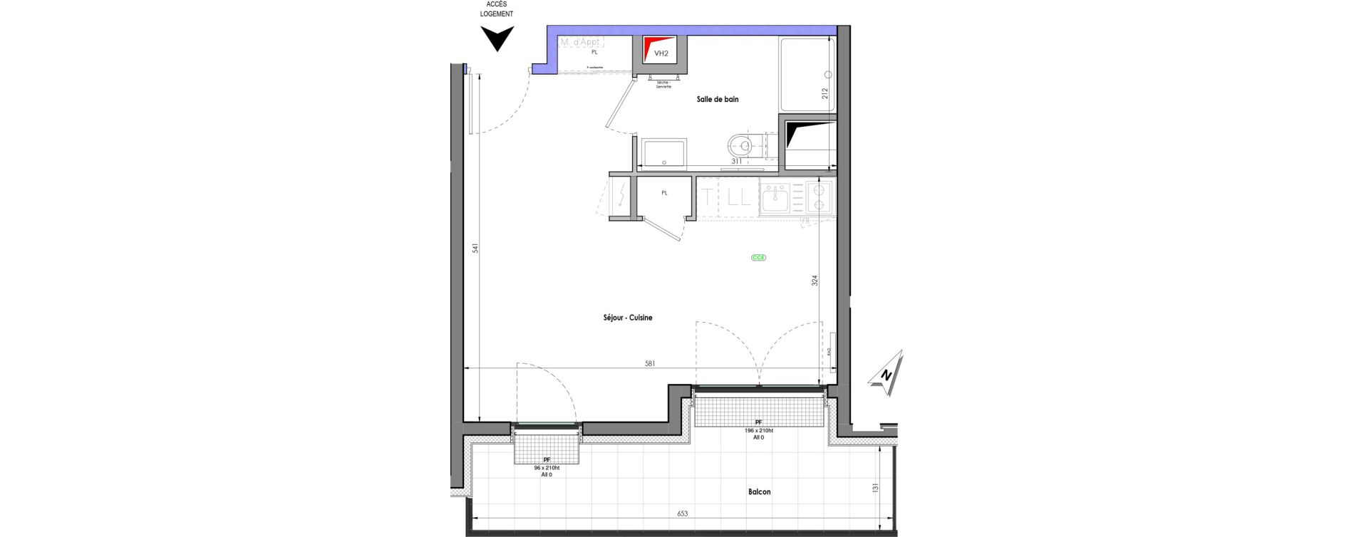 Appartement T1 de 30,47 m2 &agrave; Clermont-Ferrand R&eacute;publique