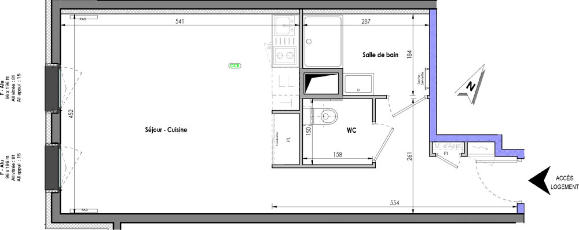 Appartement T1 de 39,26 m2 &agrave; Clermont-Ferrand R&eacute;publique