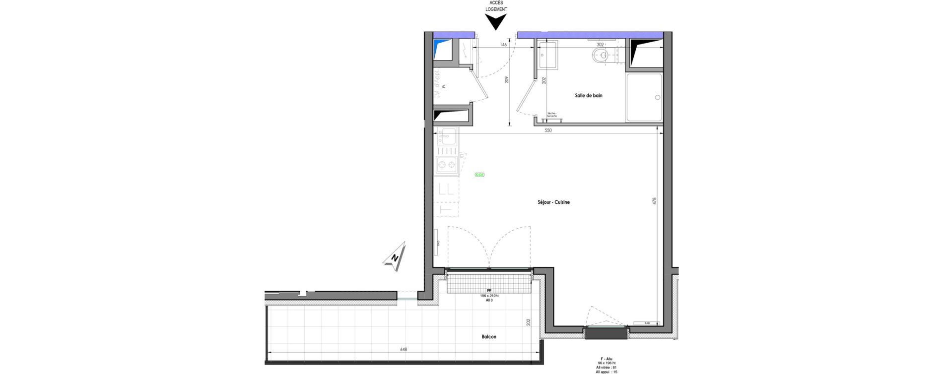 Appartement T1 de 31,54 m2 &agrave; Clermont-Ferrand R&eacute;publique