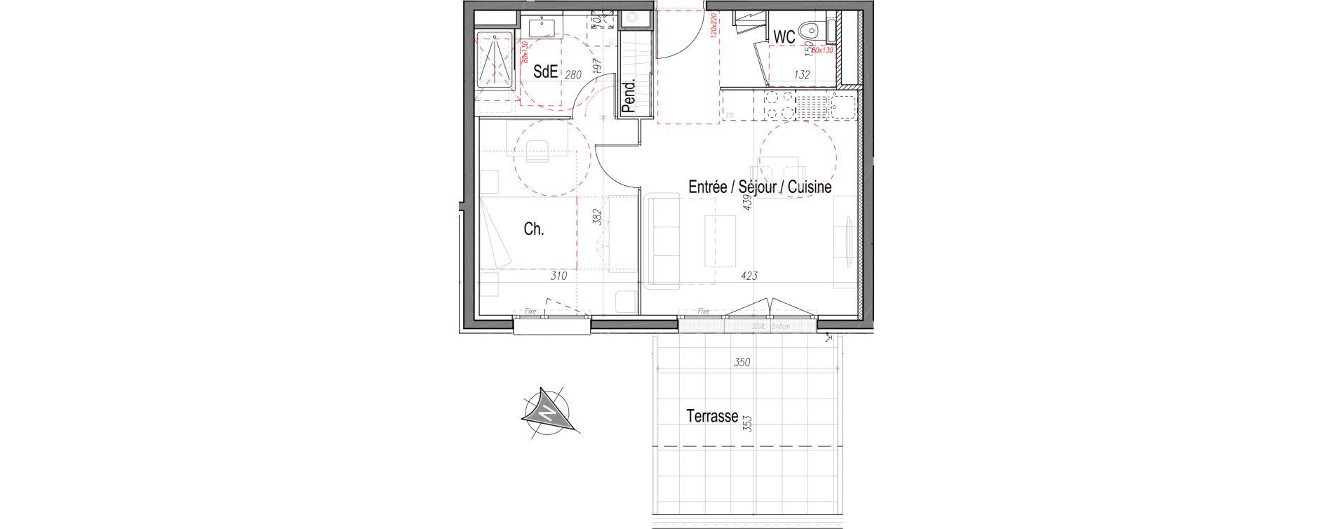 Appartement T2 de 41,55 m2 &agrave; Clermont-Ferrand Oradou