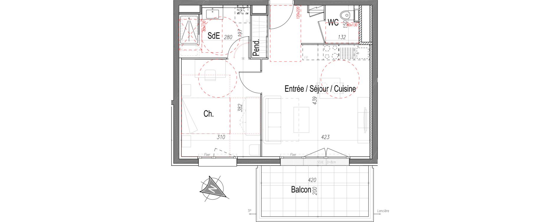 Appartement T2 de 41,55 m2 &agrave; Clermont-Ferrand Oradou