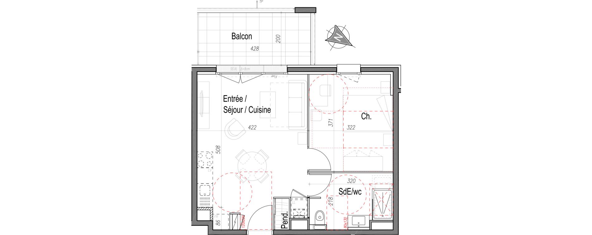 Appartement T2 de 42,08 m2 &agrave; Clermont-Ferrand Oradou