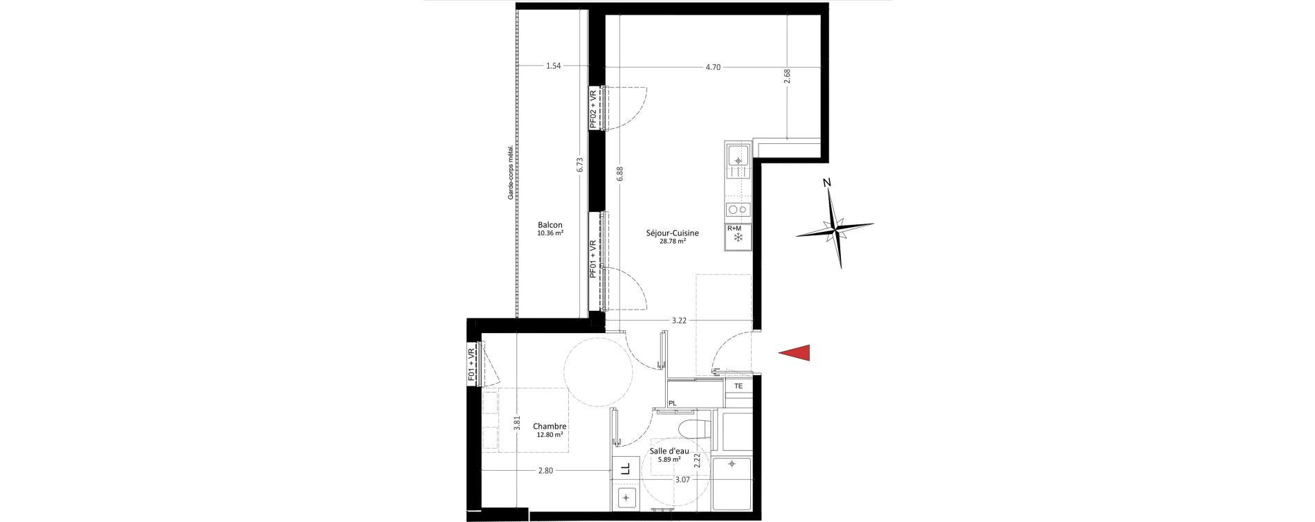 Appartement T2 de 47,47 m2 &agrave; Clermont-Ferrand Saint alyre