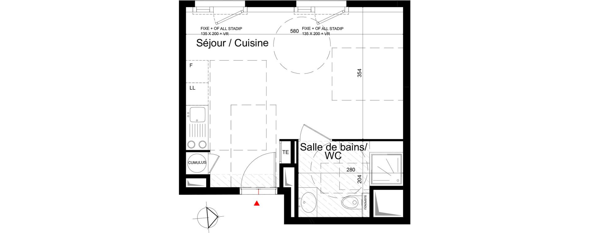 Appartement T1 de 27,60 m2 &agrave; Clermont-Ferrand Bien assis