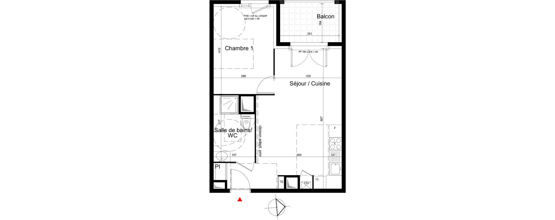 Appartement T2 de 44,15 m2 &agrave; Clermont-Ferrand Bien assis