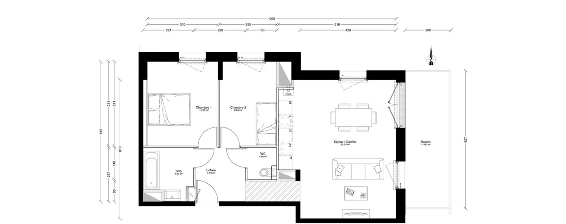 Appartement T3 de 61,70 m2 &agrave; Clermont-Ferrand Centre