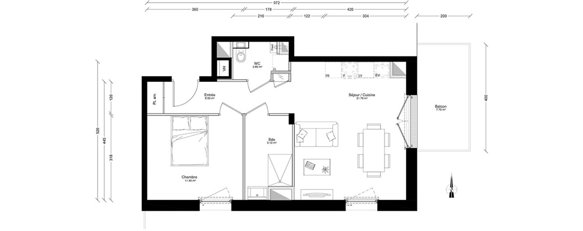 Appartement T2 de 47,90 m2 &agrave; Clermont-Ferrand Centre