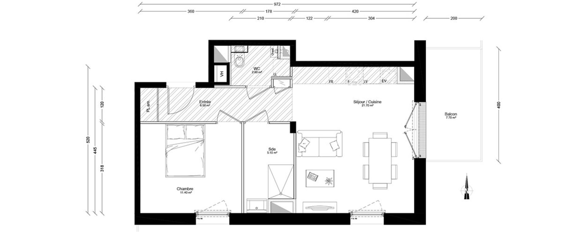 Appartement T2 de 47,30 m2 &agrave; Clermont-Ferrand Centre