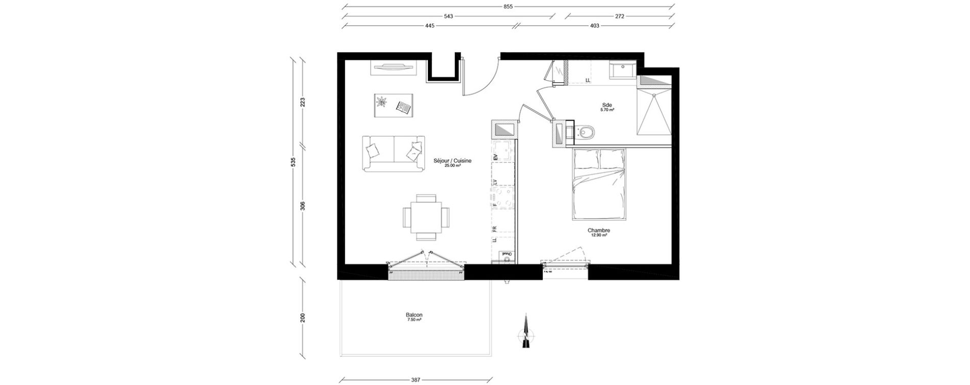 Appartement T2 de 43,60 m2 &agrave; Clermont-Ferrand Centre