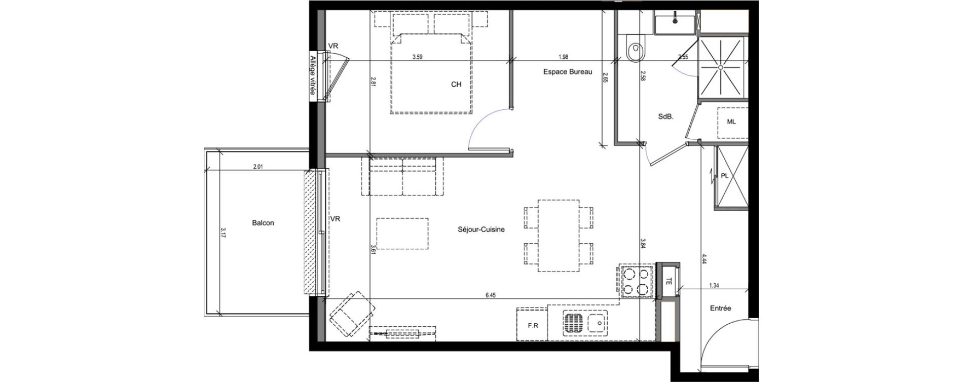 Appartement T2 de 52,20 m2 &agrave; Clermont-Ferrand R&eacute;publique