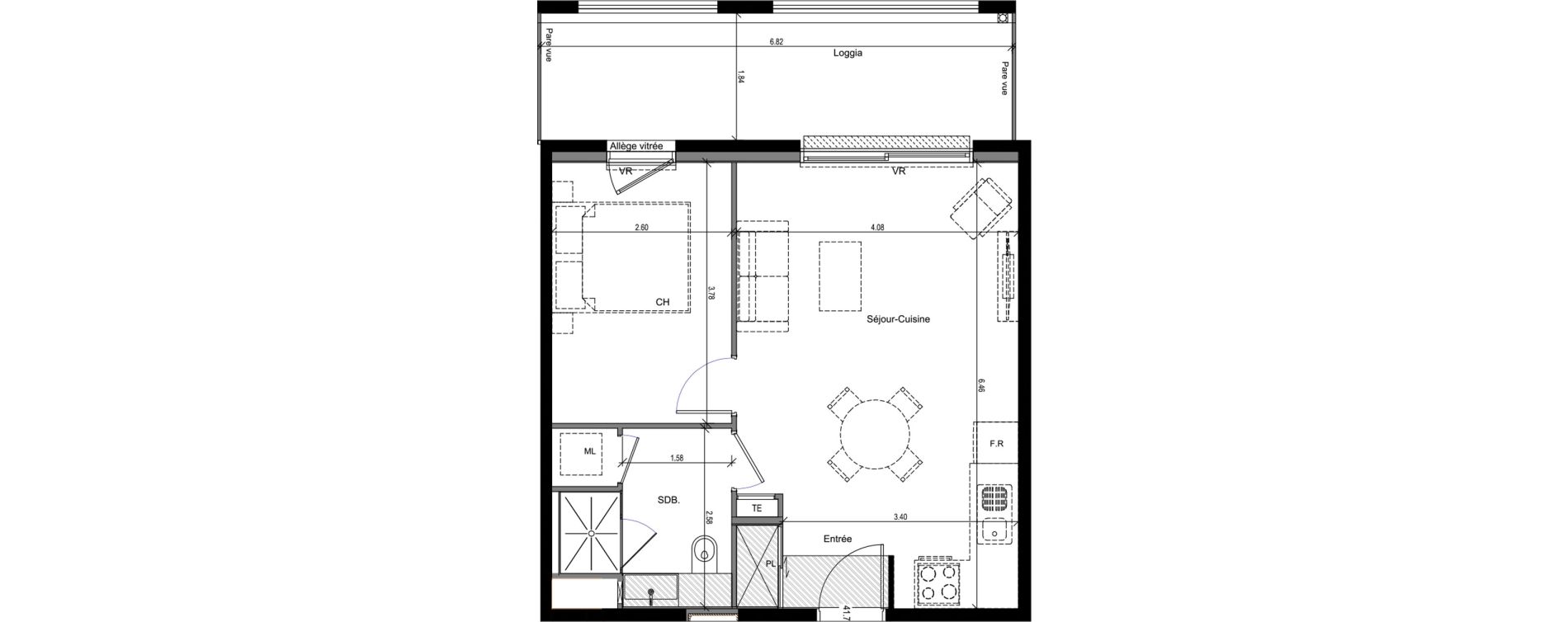 Appartement T2 de 41,75 m2 &agrave; Clermont-Ferrand R&eacute;publique