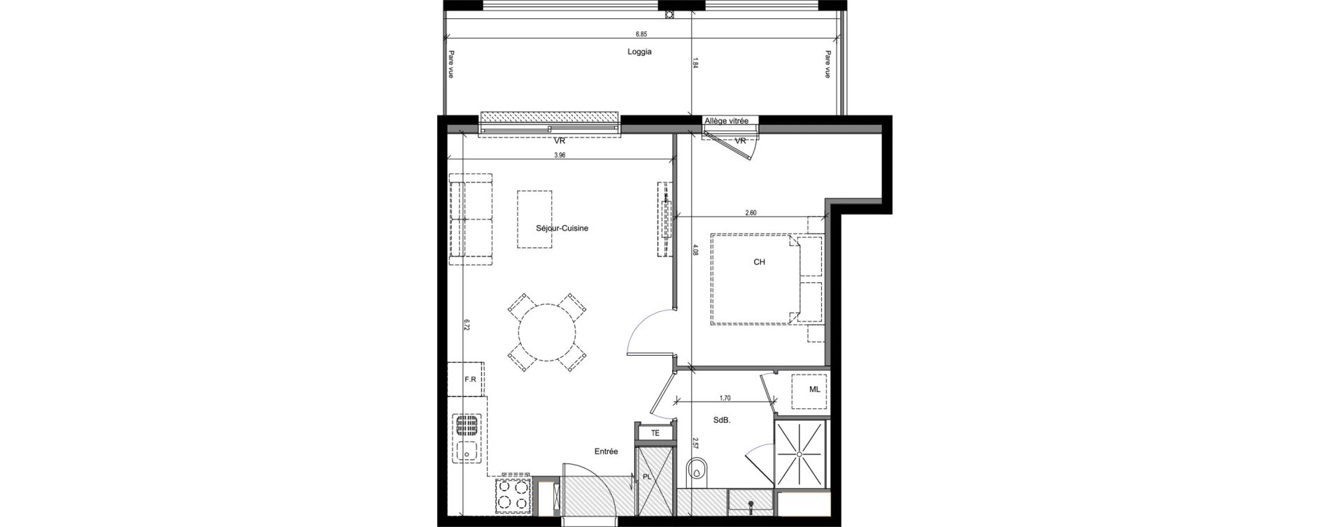 Appartement T2 de 43,95 m2 &agrave; Clermont-Ferrand R&eacute;publique