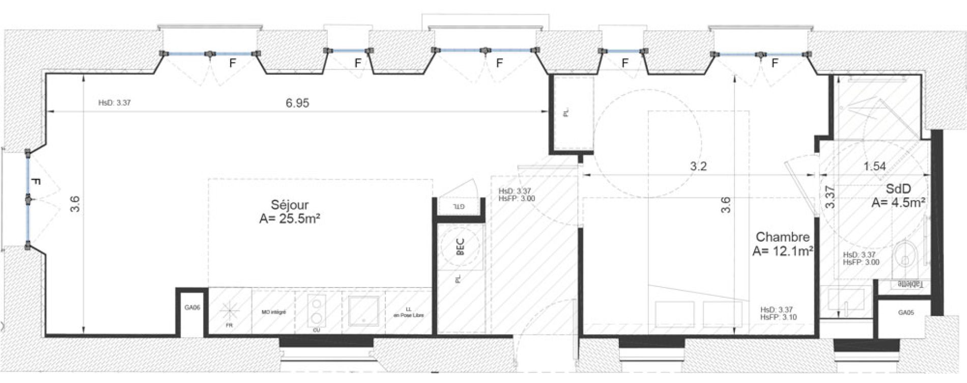 Appartement T2 meubl&eacute; de 42,10 m2 &agrave; Clermont-Ferrand Lecoq