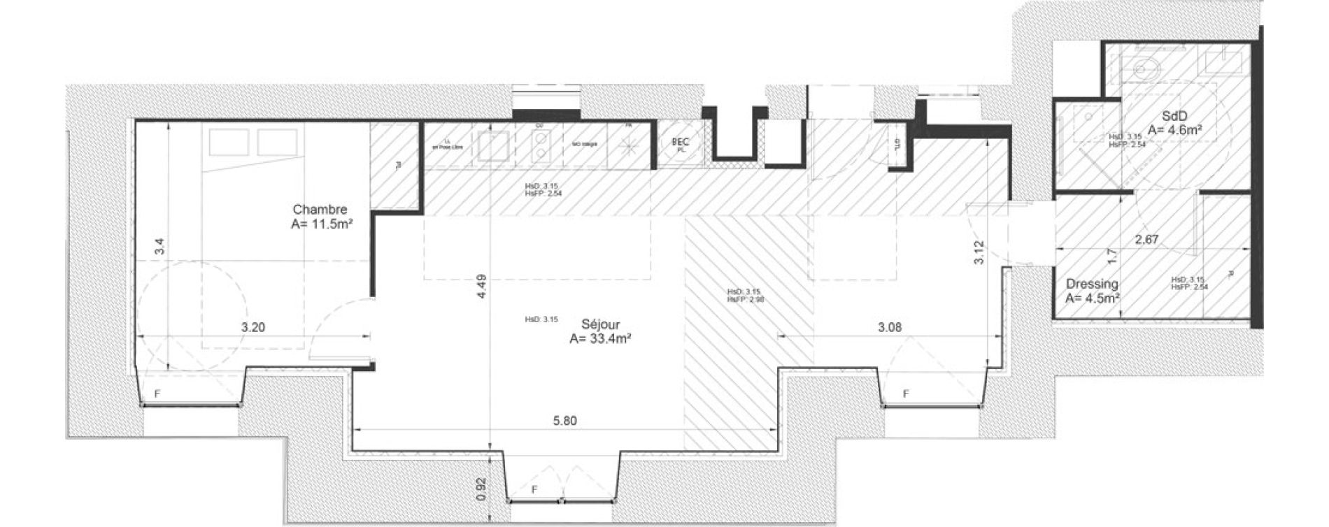Appartement T2 meubl&eacute; de 54,00 m2 &agrave; Clermont-Ferrand Lecoq