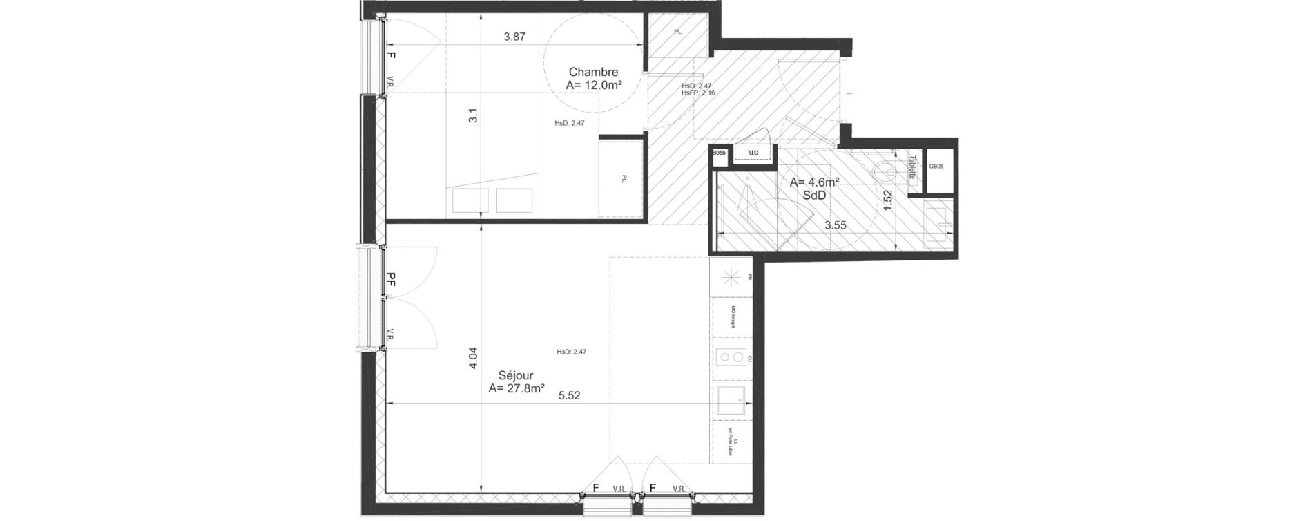 Appartement T2 meubl&eacute; de 44,40 m2 &agrave; Clermont-Ferrand Lecoq