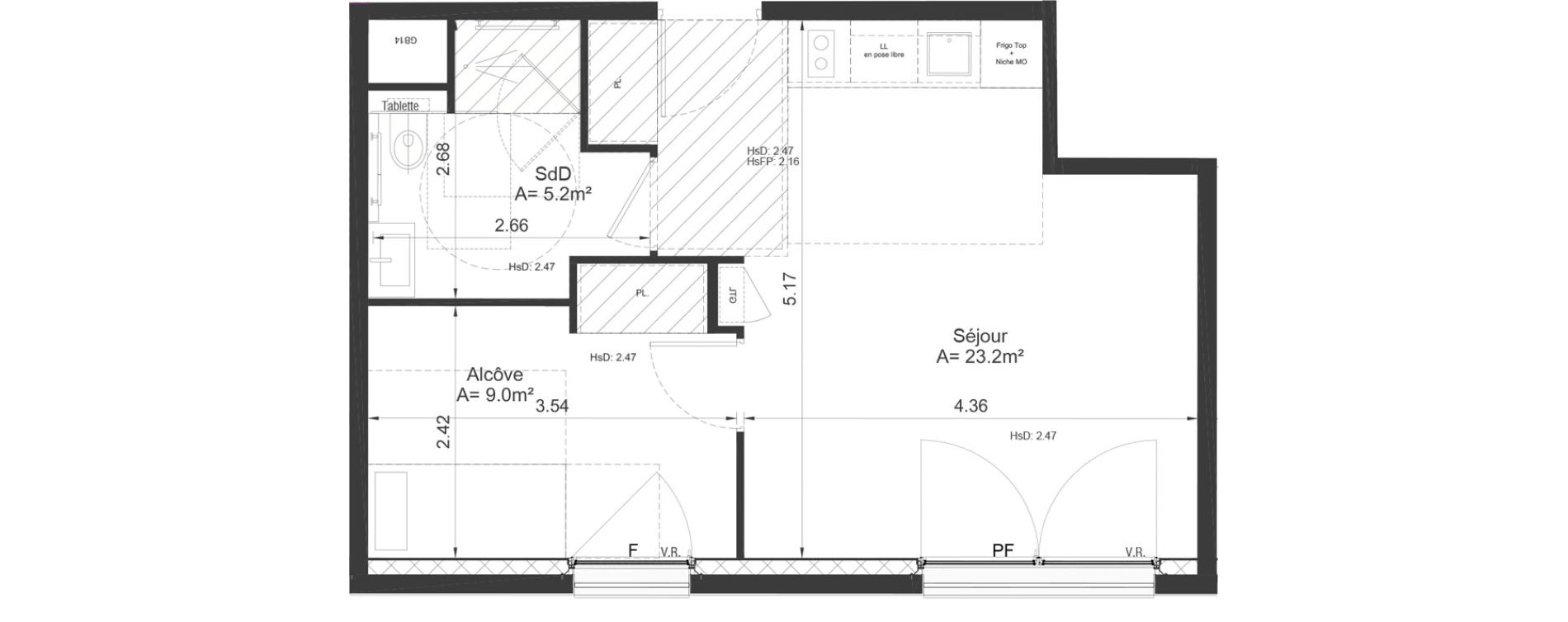 Appartement T2 meubl&eacute; de 37,40 m2 &agrave; Clermont-Ferrand Lecoq