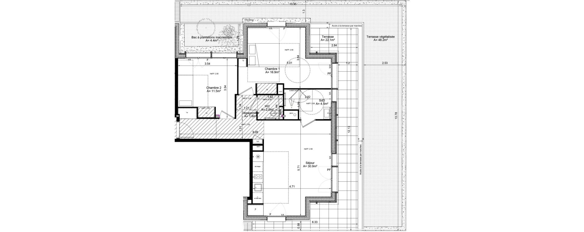 Appartement T3 meubl&eacute; de 67,40 m2 &agrave; Clermont-Ferrand Lecoq