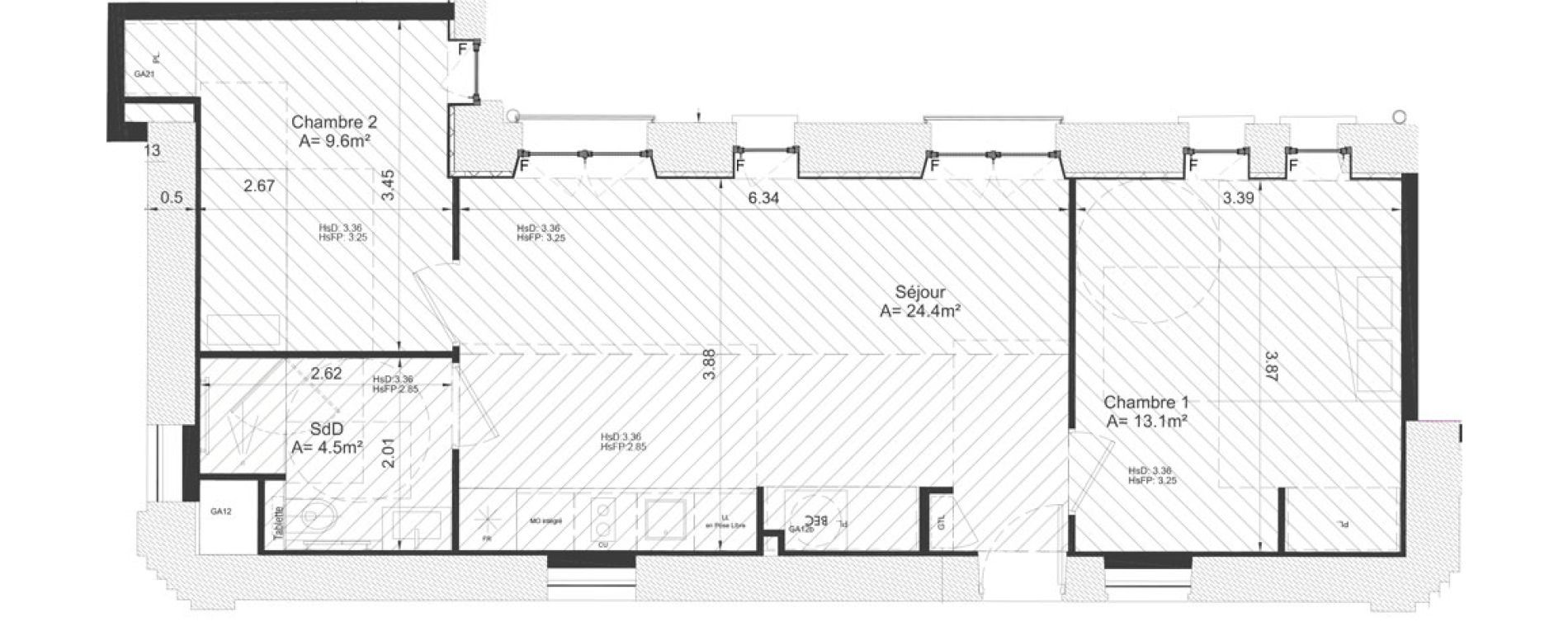 Appartement T3 meubl&eacute; de 51,60 m2 &agrave; Clermont-Ferrand Lecoq