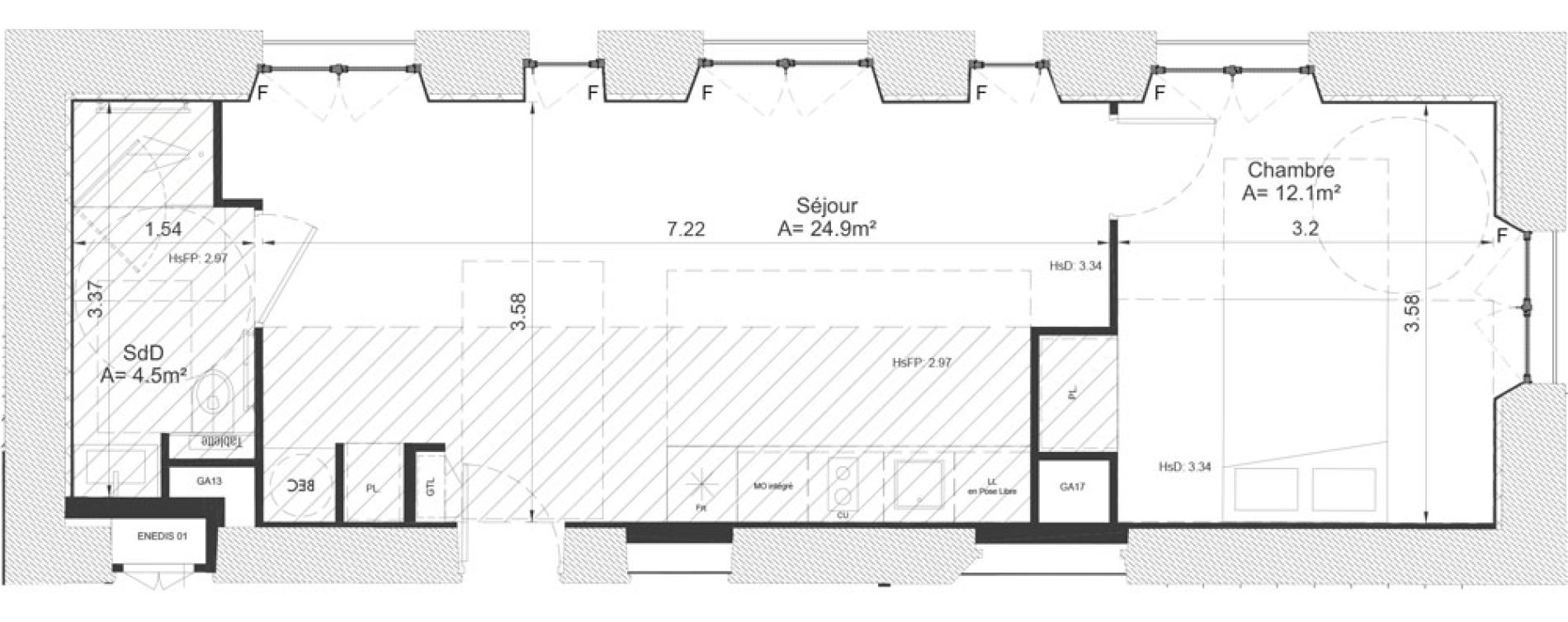 Appartement T2 meubl&eacute; de 41,50 m2 &agrave; Clermont-Ferrand Lecoq