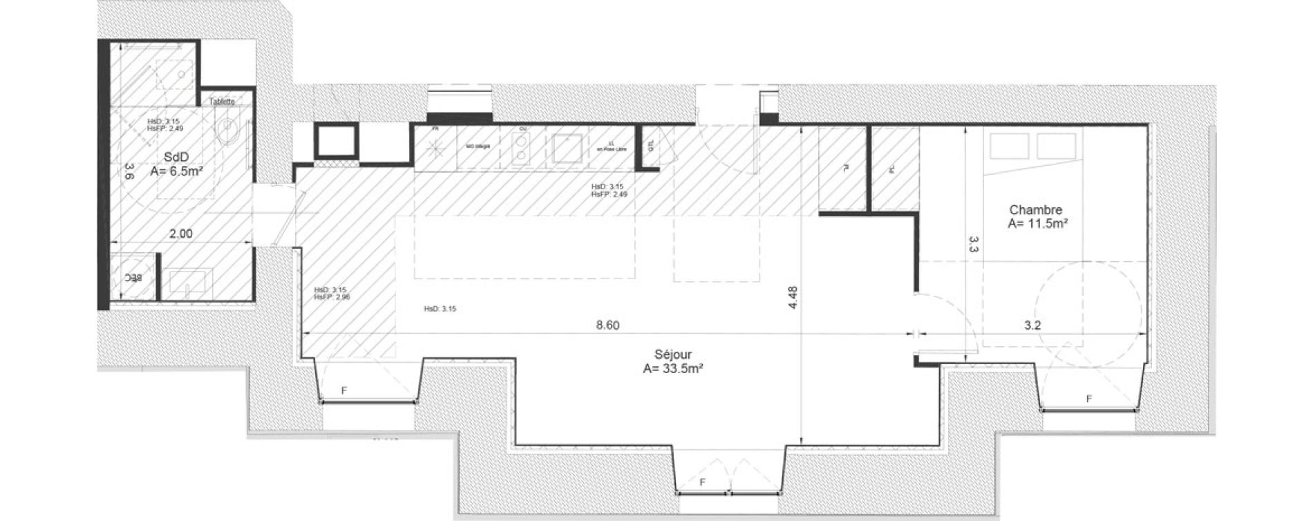 Appartement T2 meubl&eacute; de 51,50 m2 &agrave; Clermont-Ferrand Lecoq
