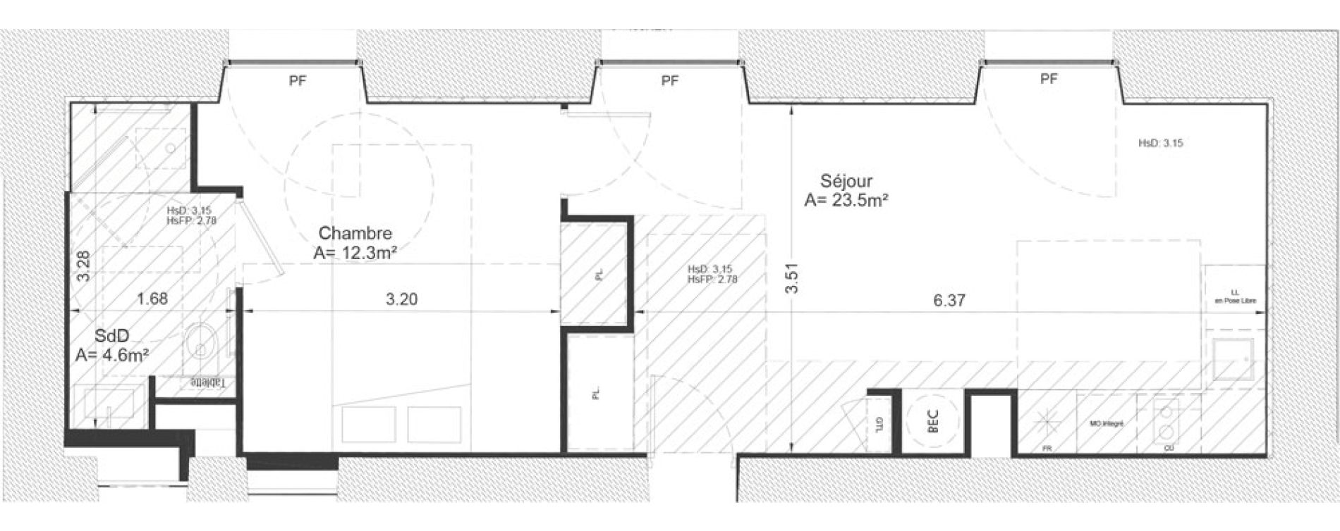 Appartement T2 meubl&eacute; de 40,40 m2 &agrave; Clermont-Ferrand Lecoq