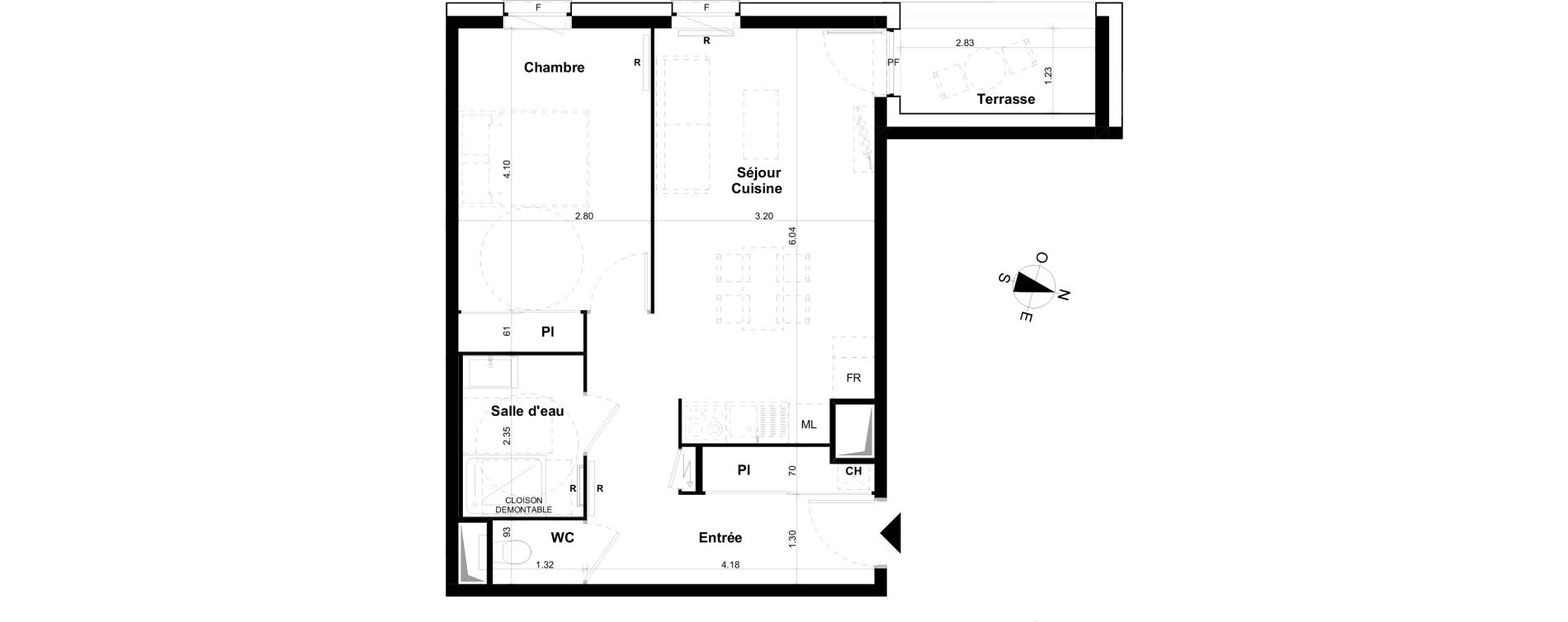 Appartement T2 de 46,45 m2 &agrave; Clermont-Ferrand Les salins