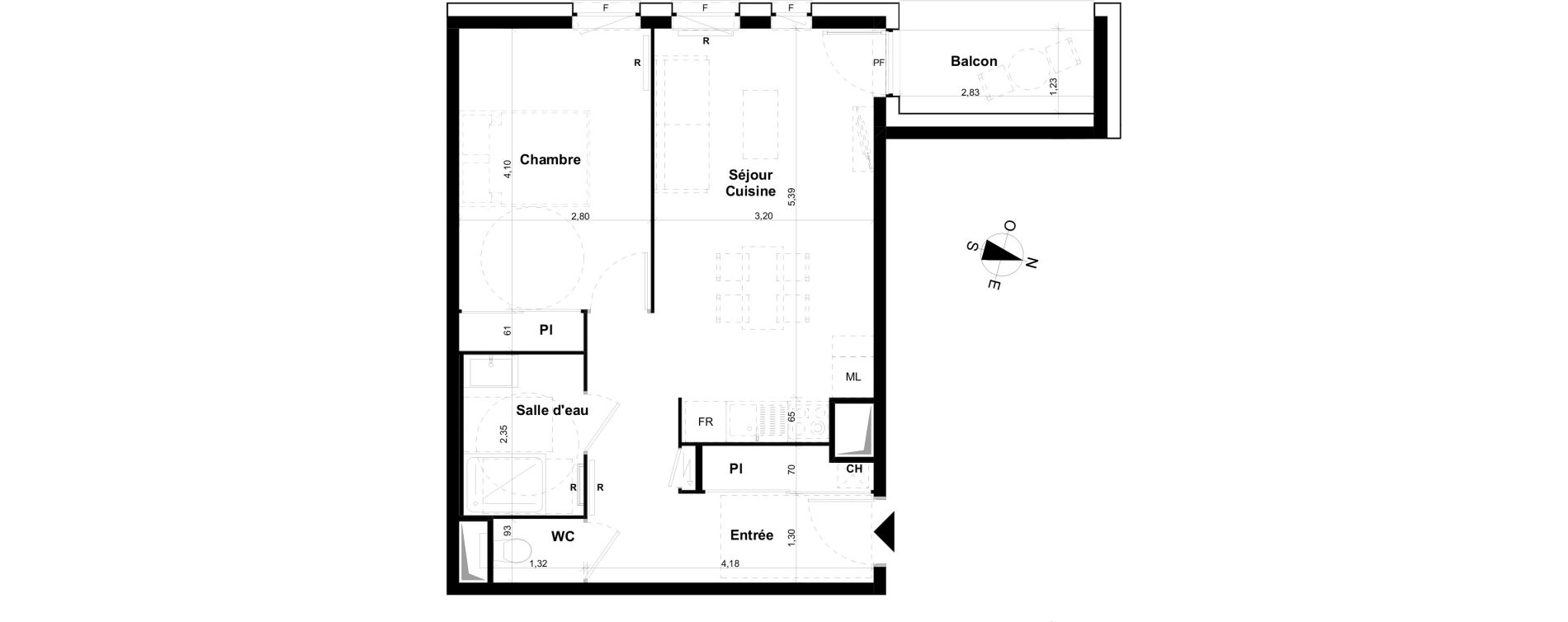 Appartement T2 de 46,45 m2 &agrave; Clermont-Ferrand Les salins
