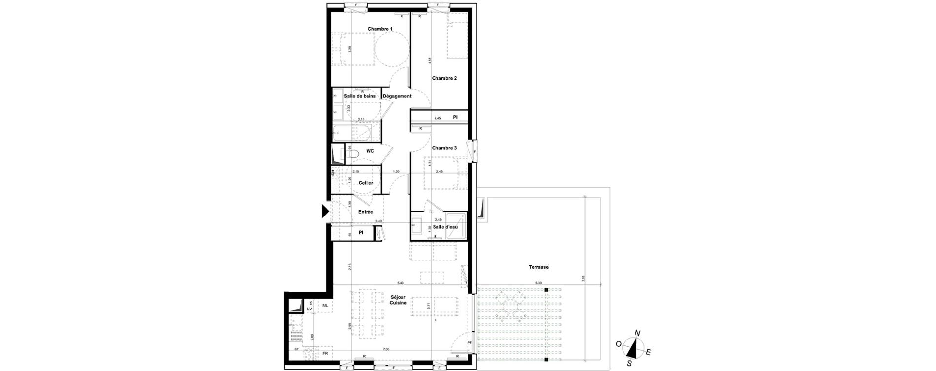 Appartement T4 de 89,32 m2 &agrave; Clermont-Ferrand Les salins