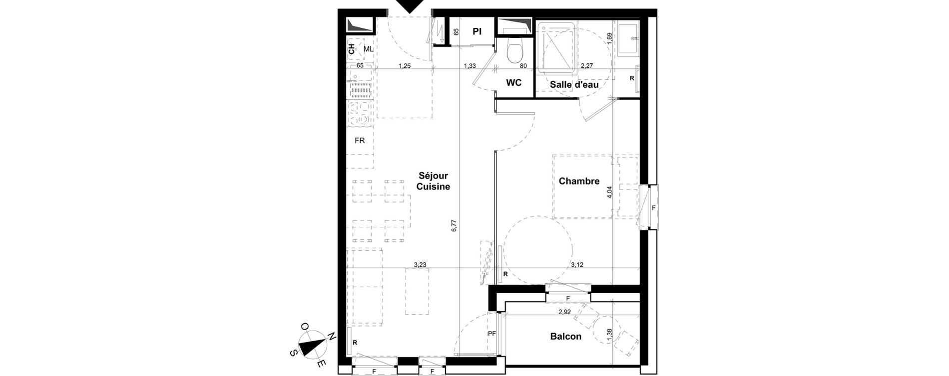 Appartement T2 de 39,98 m2 &agrave; Clermont-Ferrand Les salins