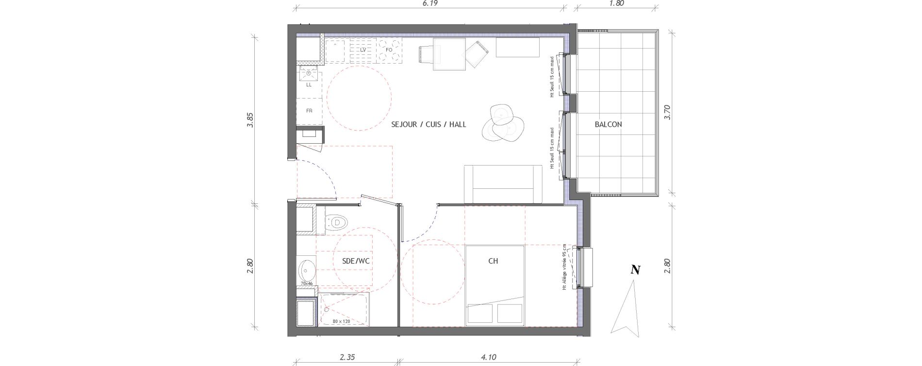 Appartement T2 de 40,43 m2 &agrave; Clermont-Ferrand Delille - les carmes
