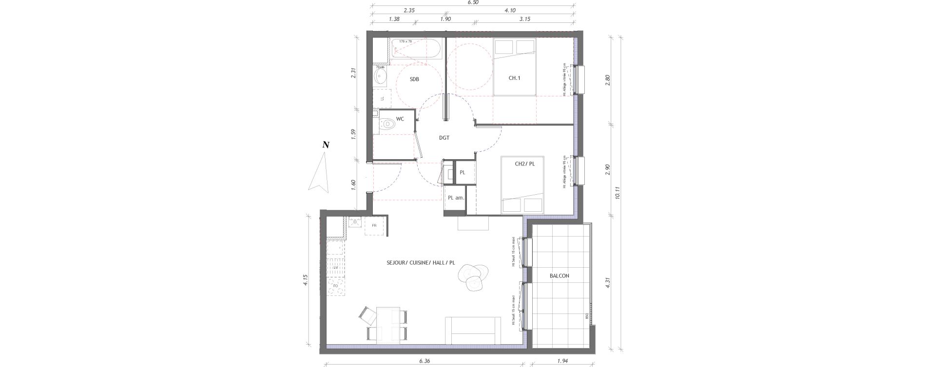Appartement T3 de 61,49 m2 &agrave; Clermont-Ferrand Delille - les carmes
