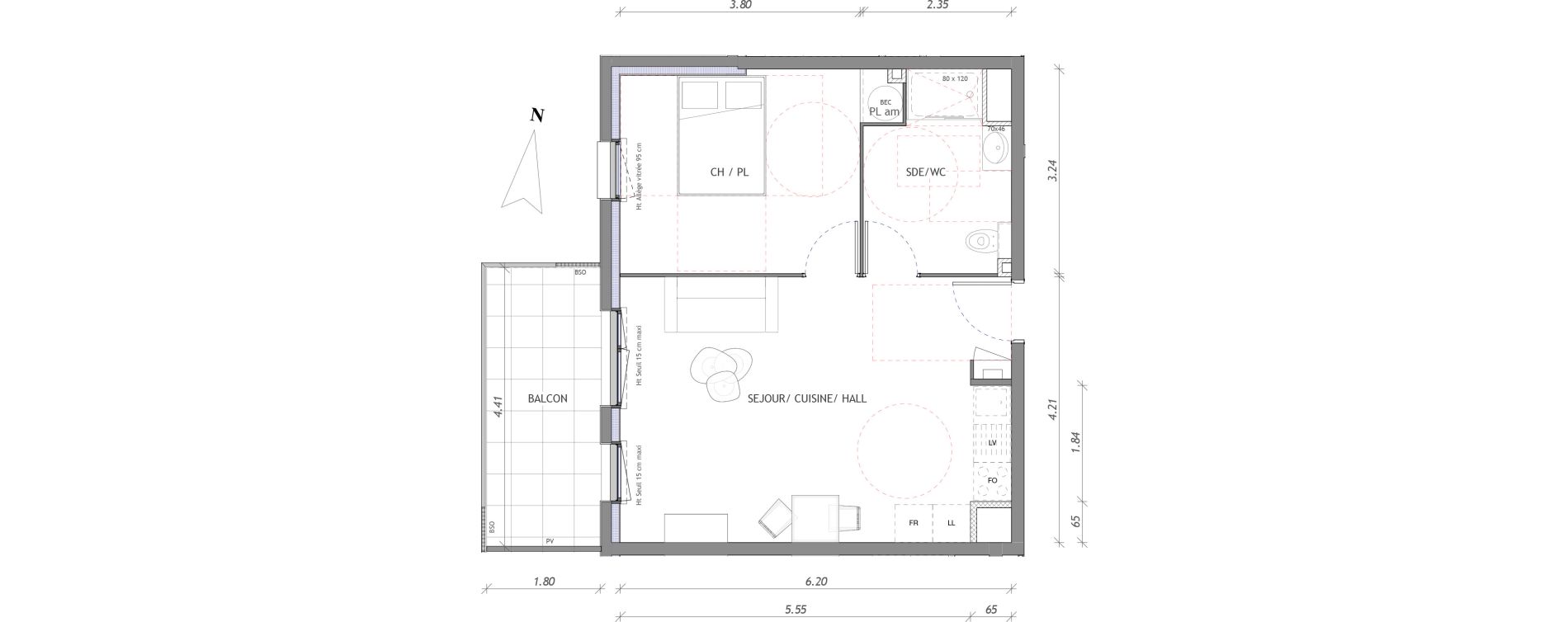 Appartement T2 de 44,61 m2 &agrave; Clermont-Ferrand Delille - les carmes