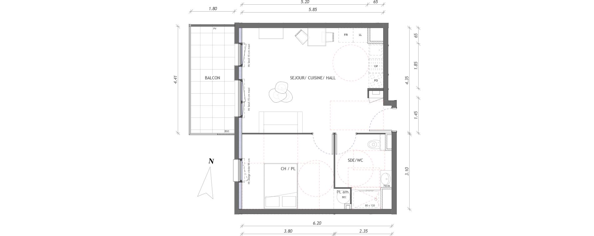 Appartement T2 de 43,55 m2 &agrave; Clermont-Ferrand Delille - les carmes