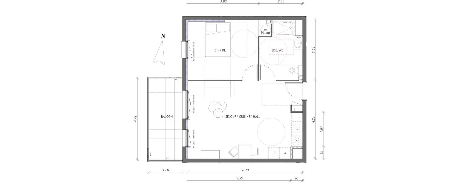 Appartement T2 de 44,61 m2 &agrave; Clermont-Ferrand Delille - les carmes