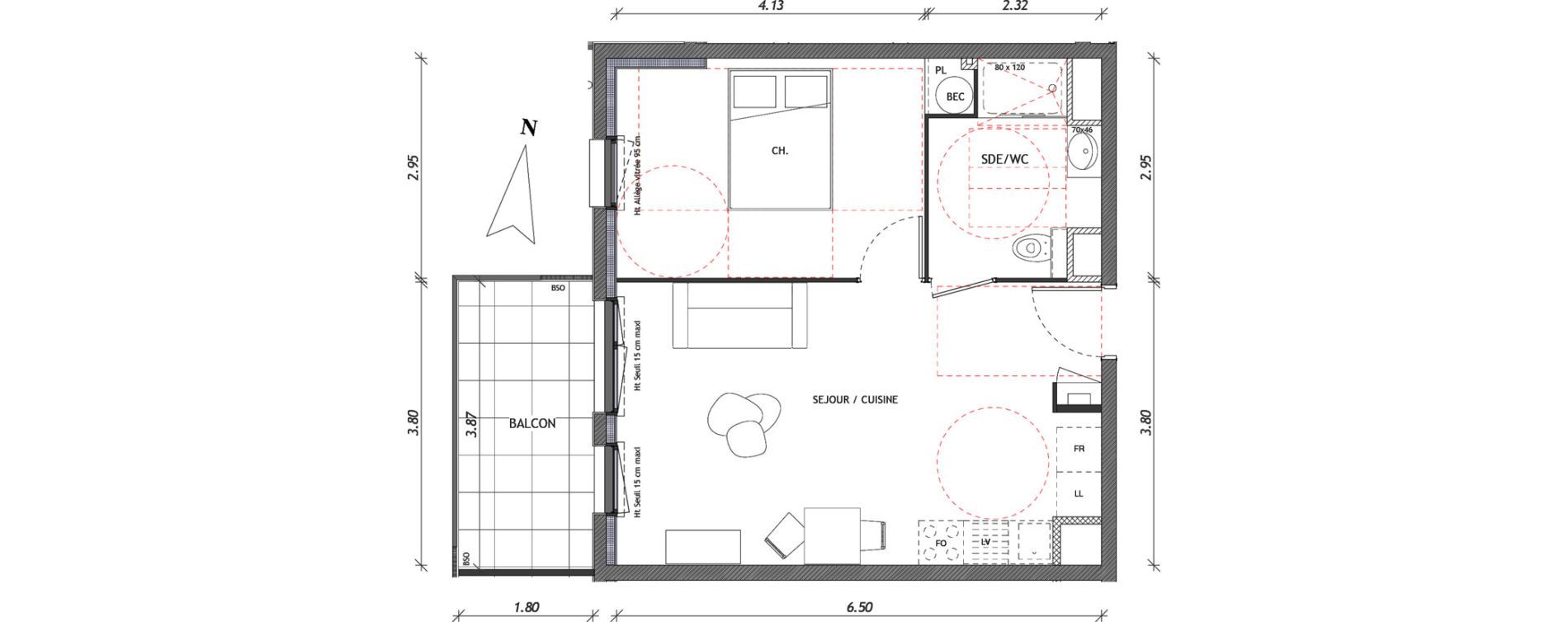 Appartement T2 de 42,12 m2 &agrave; Clermont-Ferrand Delille - les carmes