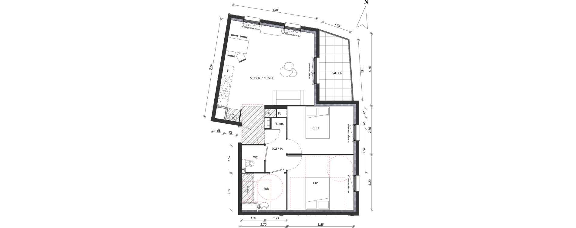 Appartement T3 de 62,54 m2 &agrave; Clermont-Ferrand Delille - les carmes