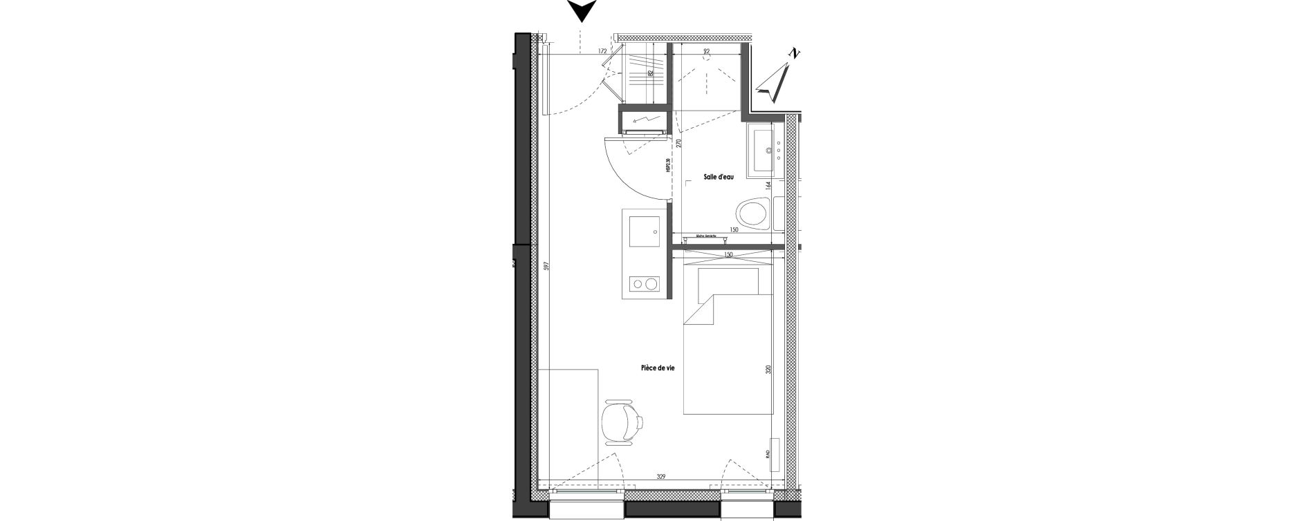Appartement T1 de 18,42 m2 &agrave; Clermont-Ferrand R&eacute;publique
