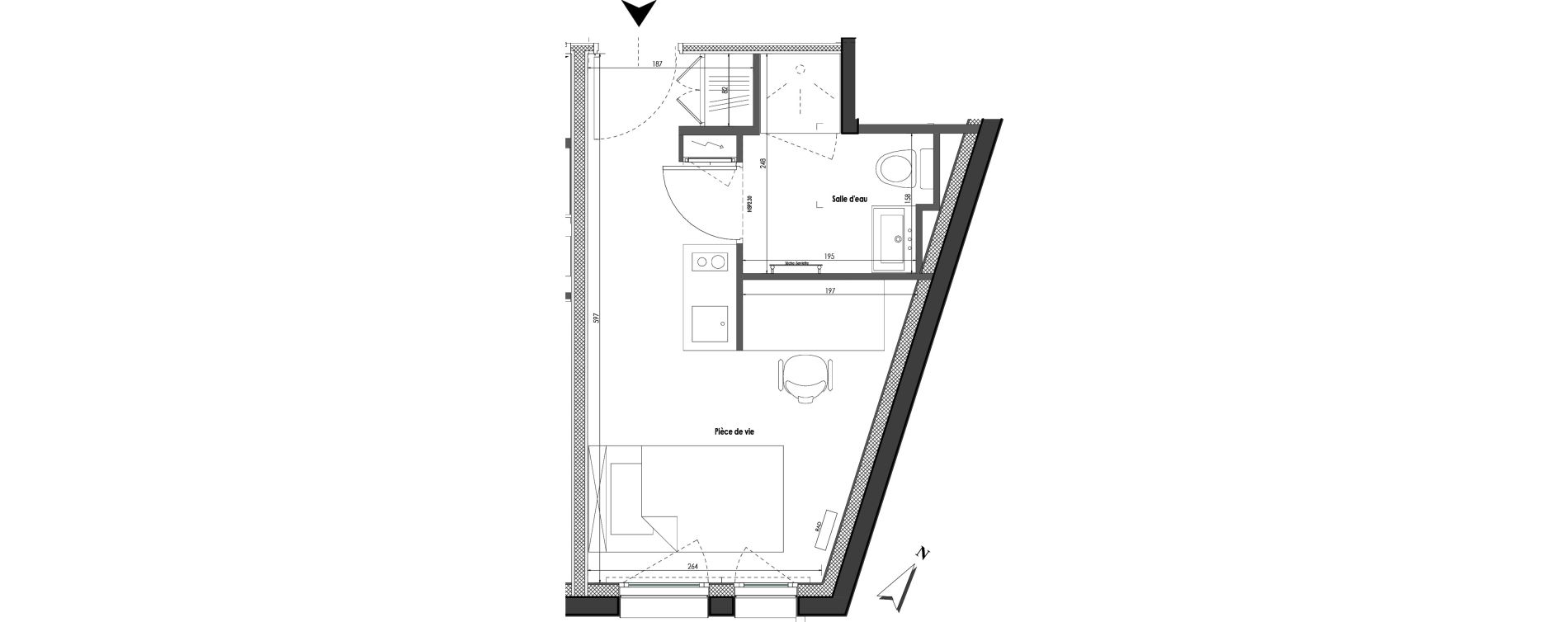 Appartement T1 de 19,09 m2 &agrave; Clermont-Ferrand R&eacute;publique
