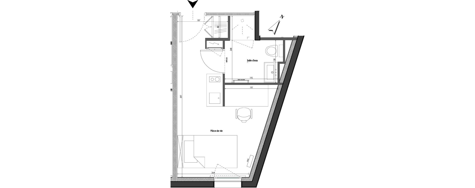 Appartement T1 de 19,09 m2 &agrave; Clermont-Ferrand R&eacute;publique