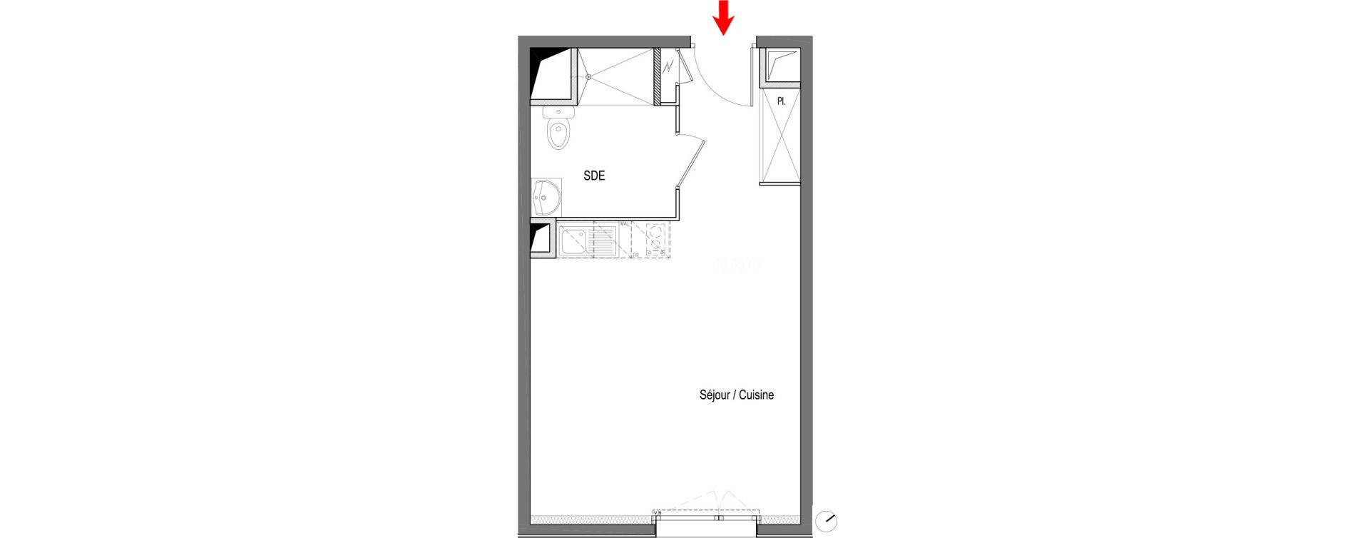 Appartement T1 de 30,05 m2 &agrave; Clermont-Ferrand La pardieu