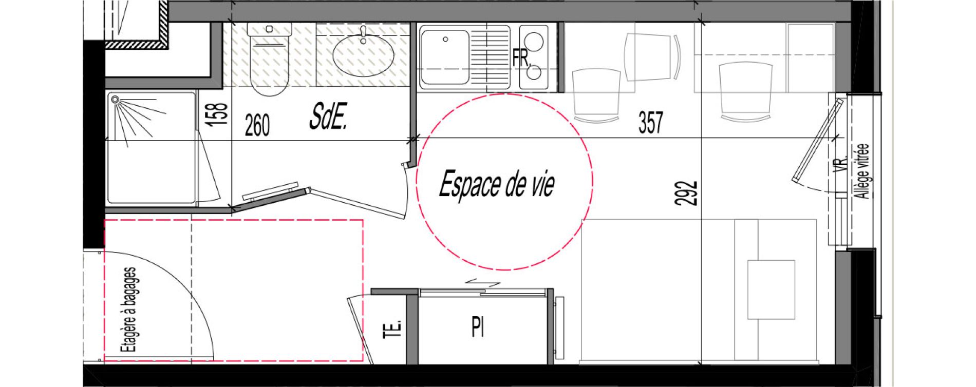 Appartement T1 meubl&eacute; de 17,10 m2 &agrave; Clermont-Ferrand R&eacute;publique
