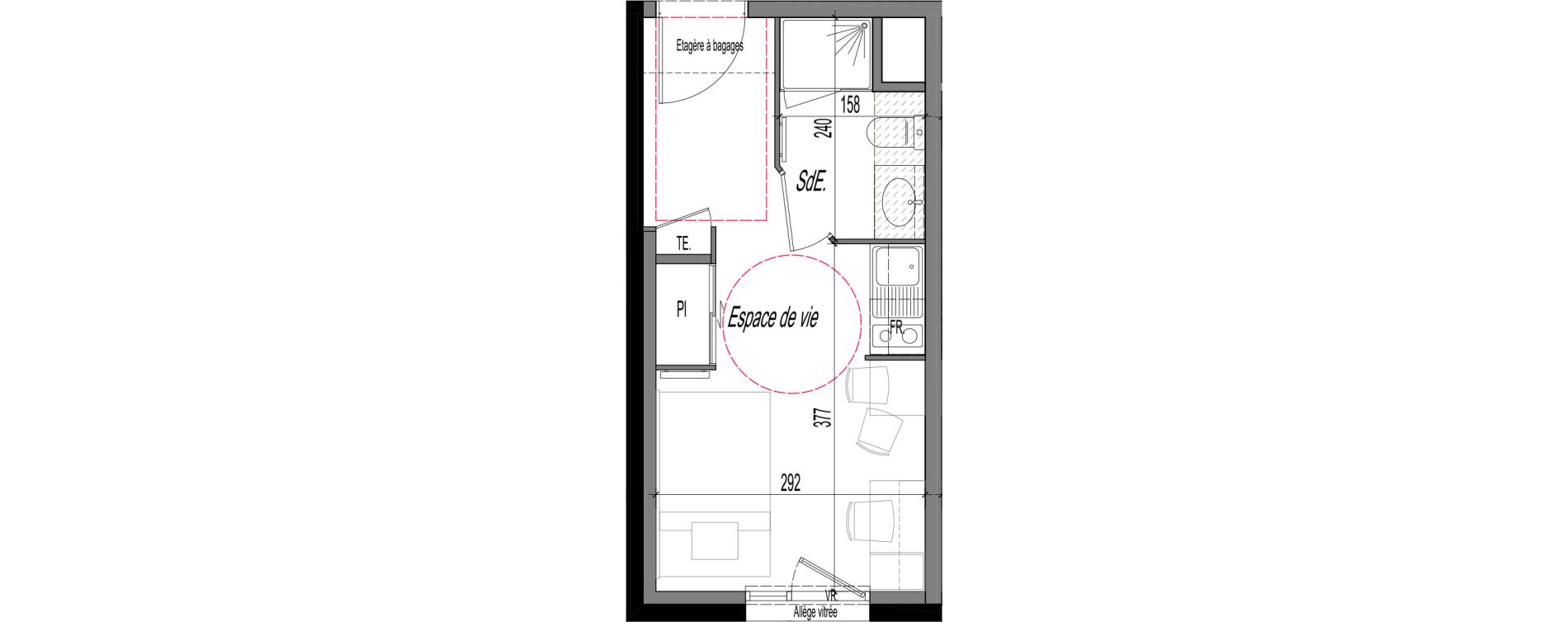 Appartement T1 meubl&eacute; de 17,50 m2 &agrave; Clermont-Ferrand R&eacute;publique