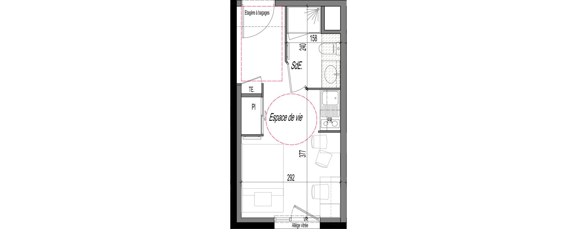 Appartement T1 meubl&eacute; de 17,50 m2 &agrave; Clermont-Ferrand R&eacute;publique
