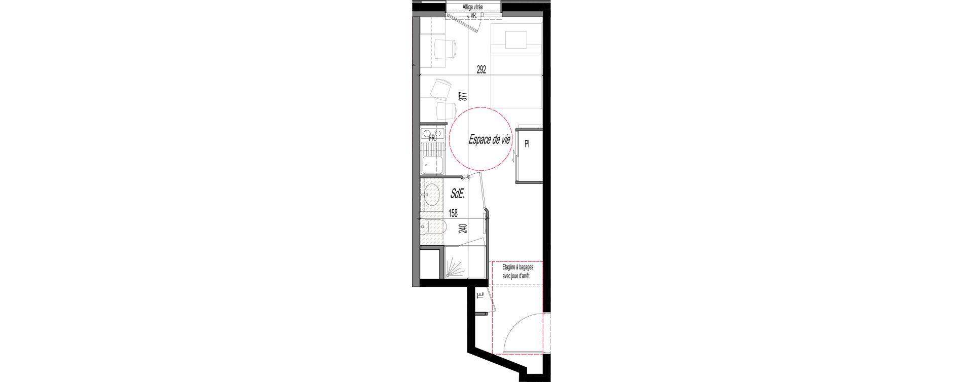 Appartement T1 meubl&eacute; de 20,30 m2 &agrave; Clermont-Ferrand R&eacute;publique