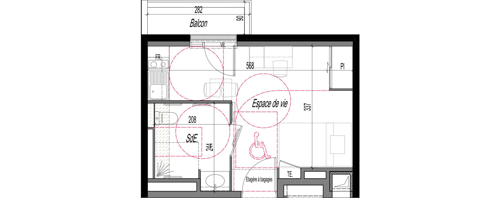 Appartement T1 meubl&eacute; de 20,00 m2 &agrave; Clermont-Ferrand R&eacute;publique