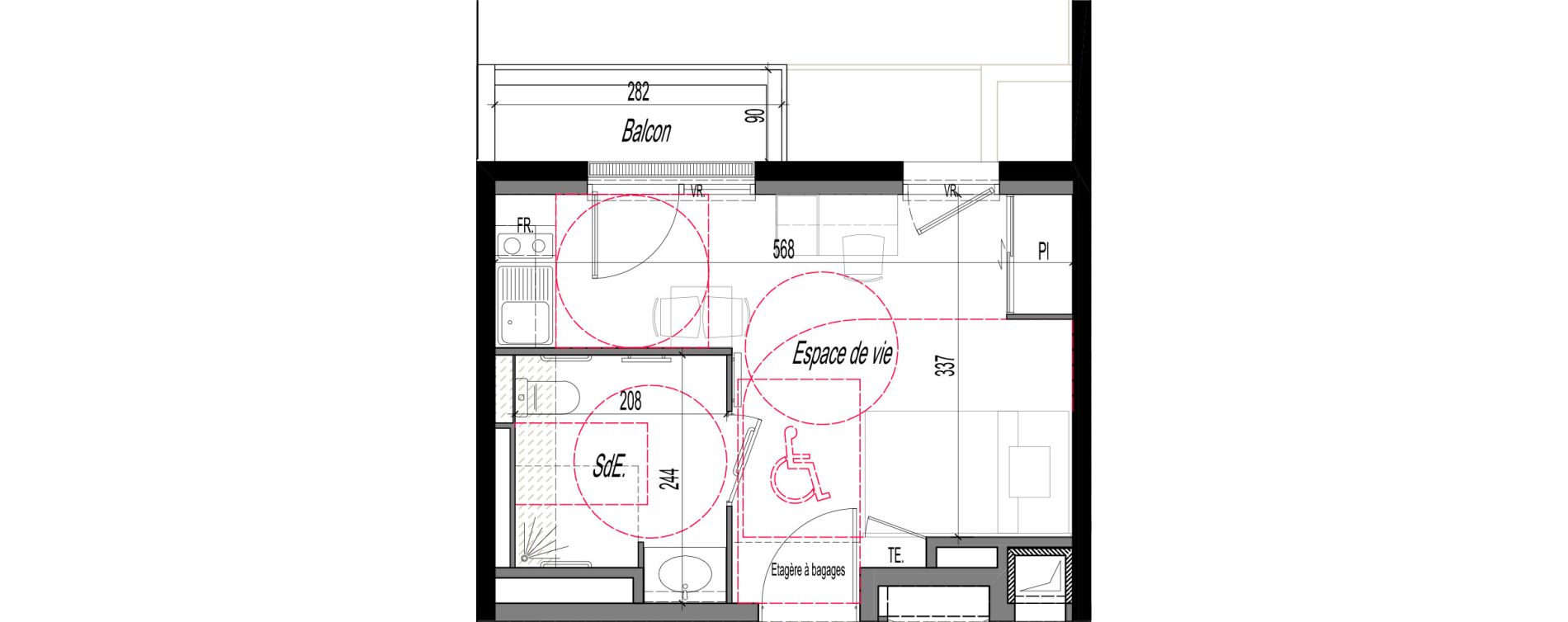 Appartement T1 meubl&eacute; de 20,20 m2 &agrave; Clermont-Ferrand R&eacute;publique