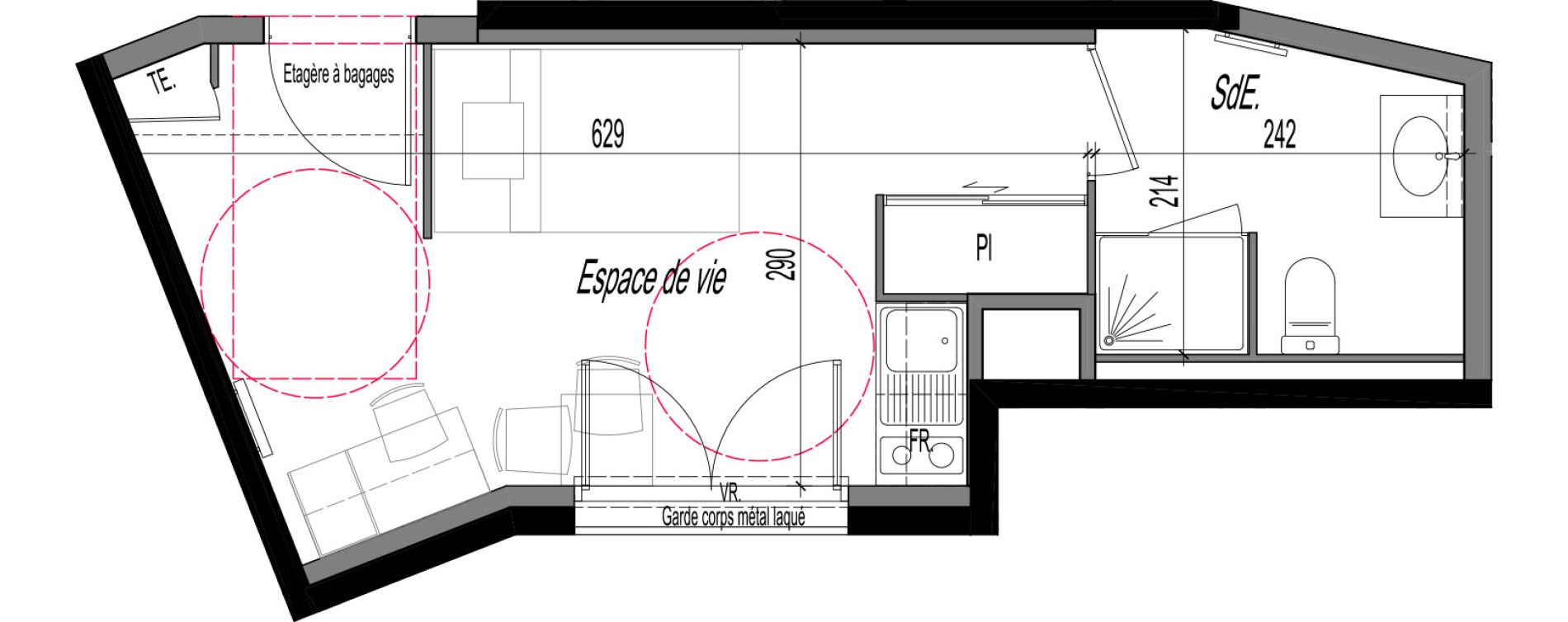 Appartement T1 meubl&eacute; de 21,10 m2 &agrave; Clermont-Ferrand R&eacute;publique