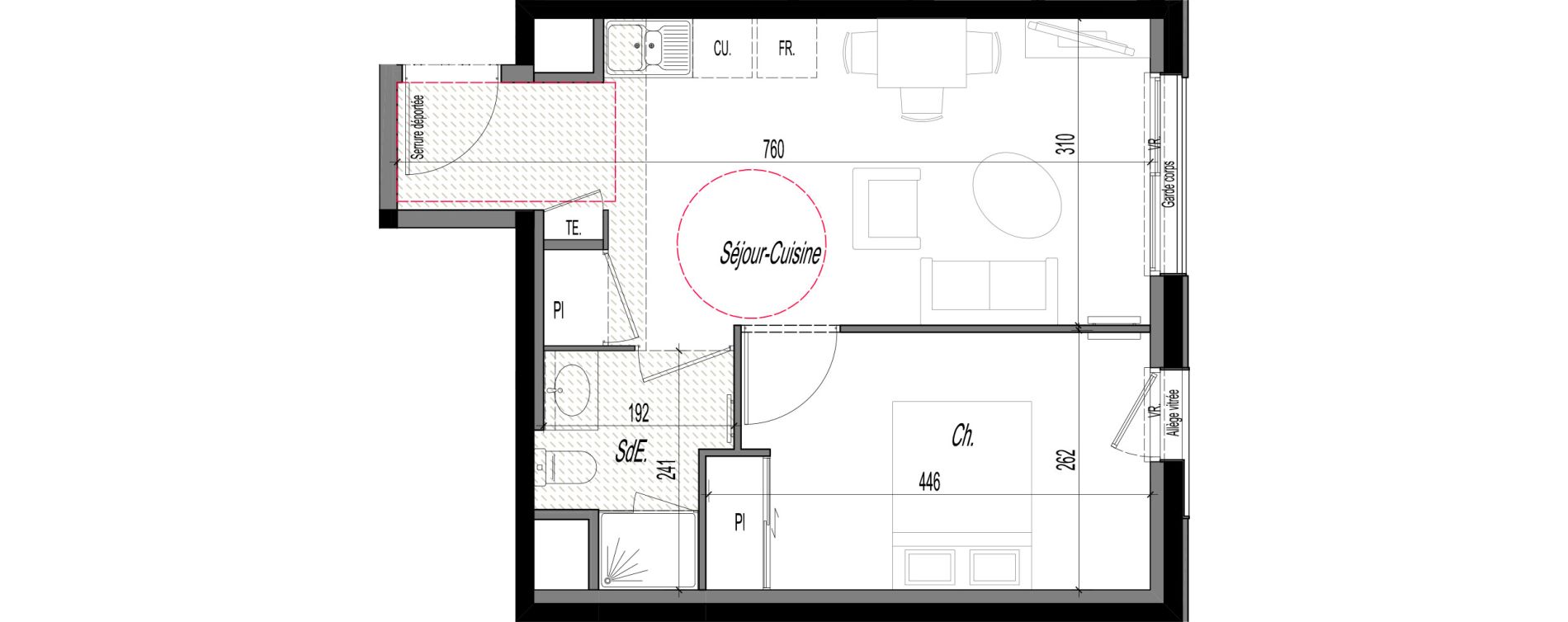 Appartement T2 meubl&eacute; de 35,55 m2 &agrave; Clermont-Ferrand R&eacute;publique